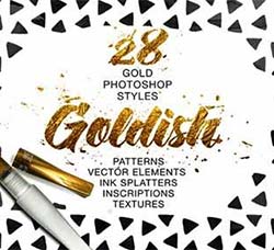 PS图层样式－28个金色质感(含素材)：Goldish Gold Styles